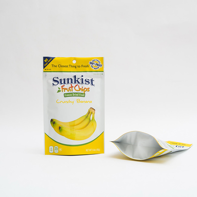 1.4oz Kuru Muz Cipsi Gıda Ambalajı Geri Dönüştürülebilir Fermuarlı Dik Duran Torbalar