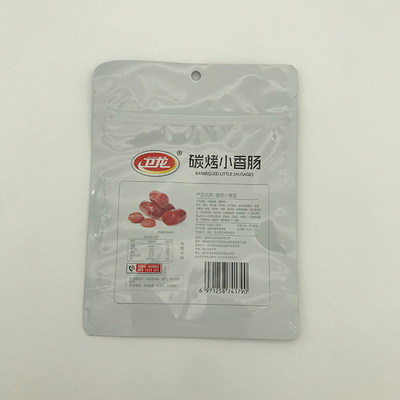 180g AL7 Gıda Ambalaj Torbaları İçin Plastik Torbalar Fermuarlı Char Izgara Sosis