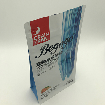 280 X 210MM 1.5kg Düz Tabanlı Yan Körüklü Çanta PET12 Geri Dönüştürülebilir Ambalajlı Kedi Maması