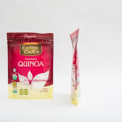 12 OZ Quinoa Ayakta Kese Gravür Baskı Küçük Plastik Kese Ambalajı