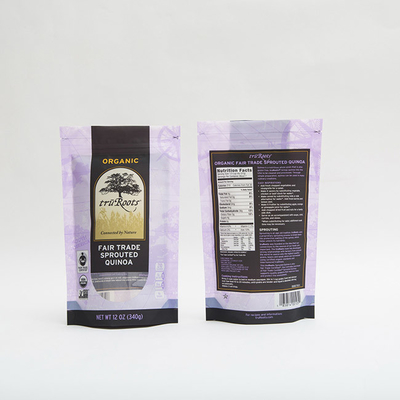 12 OZ 340g Gıda Ambalajı Kilitli Çanta Fermuarlı Filizlenmiş Quinoa için Ayakta Fermuar Kılıfı