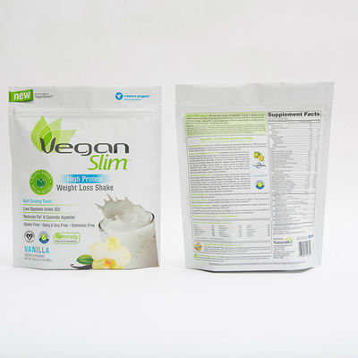 1.5LB 100mm Gıda Paketleme Torbaları Yüksek Proteinli Plastik 140MIC Zip Kilidi Stand Up Kılıfı