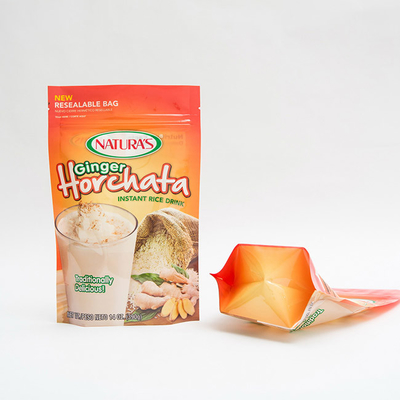 14 OZ Baskılı Plastik Ayakta Kese Anında Pirinç Özel Kilitli Ambalaj Torbaları