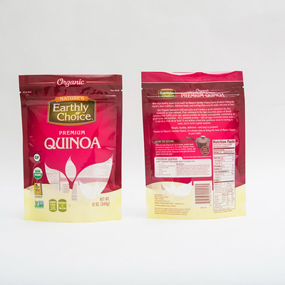 12 OZ Quinoa Ayakta Kese Gravür Baskı Küçük Plastik Kese Ambalajı