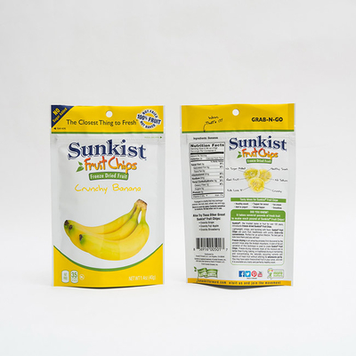 1.4oz Kuru Muz Cipsi Gıda Ambalajı Geri Dönüştürülebilir Fermuarlı Dik Duran Torbalar