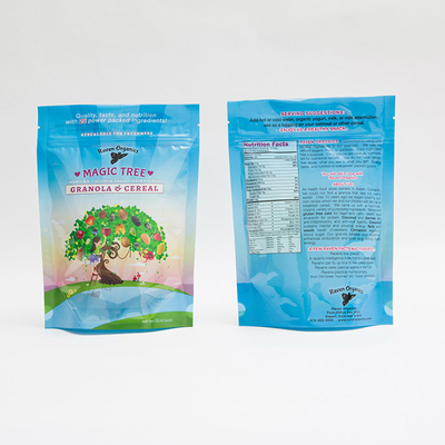 Granola Tahıl için 12 OZ 100mm Özel Baskılı Plastik Fermuar Kilitli Kılıf Ambalaj