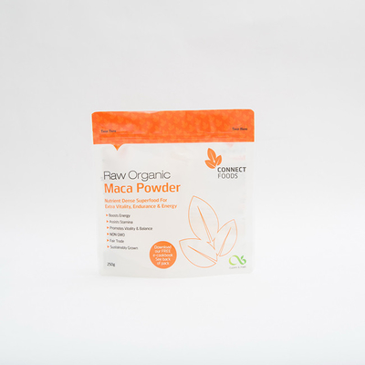 250g Maca Tozu Gıda Paketleme Torbaları 120MIC Fermuarlı Stand Up Kılıfı