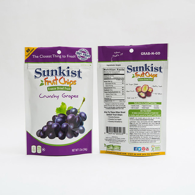 1.2oz Meyve Cipsi VMPET Stand Up Fermuarlı Çanta Açılıp Kapanabilir Kese Plastik Ambalaj