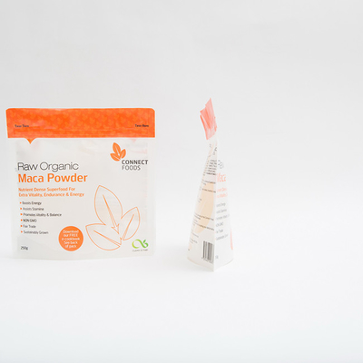 250g Maca Tozu Gıda Paketleme Torbaları 120MIC Fermuarlı Stand Up Kılıfı