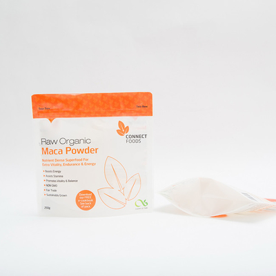 250g Maca Tozu Gıda Paketleme Torbaları 120MIC Fermuarlı Stand Up Kılıfı