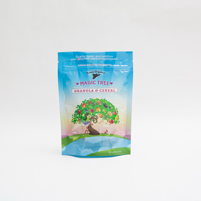 Granola Tahıl için 12 OZ 100mm Özel Baskılı Plastik Fermuar Kilitli Kılıf Ambalaj