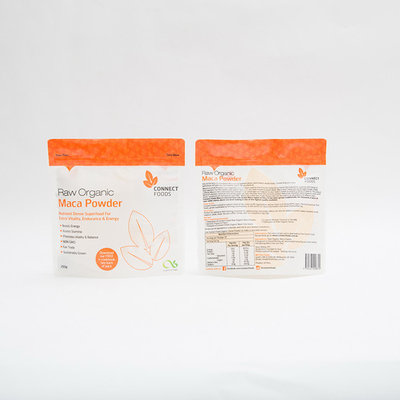250g Maca Tozu Gıda Paketleme Torbaları 120MIC Fermuarlı Stand Up Kılıfı