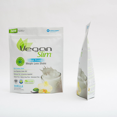 1.5LB 100mm Gıda Paketleme Torbaları Yüksek Proteinli Plastik 140MIC Zip Kilidi Stand Up Kılıfı