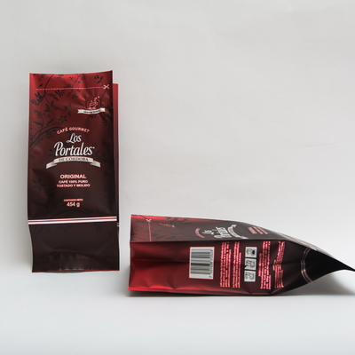 454g 280 X 100mm Baskılı Düz ​​Tabanlı Kahve Torbaları, Kahve Çekirdekleri İçin Vanalı BOPP