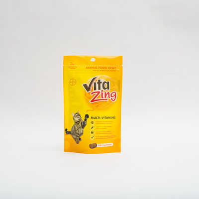 92 Mikron PE80 Stand Up Pet Gıda Ambalaj Torbası Plastik Multivitamin Kedi Maması Paketi